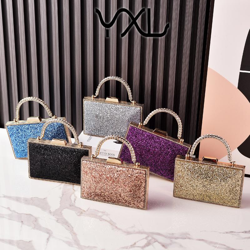 Advanced Gold Sequin Dinner Bag, Fashionable Diamond Studded Hand-held Party Dress Bag