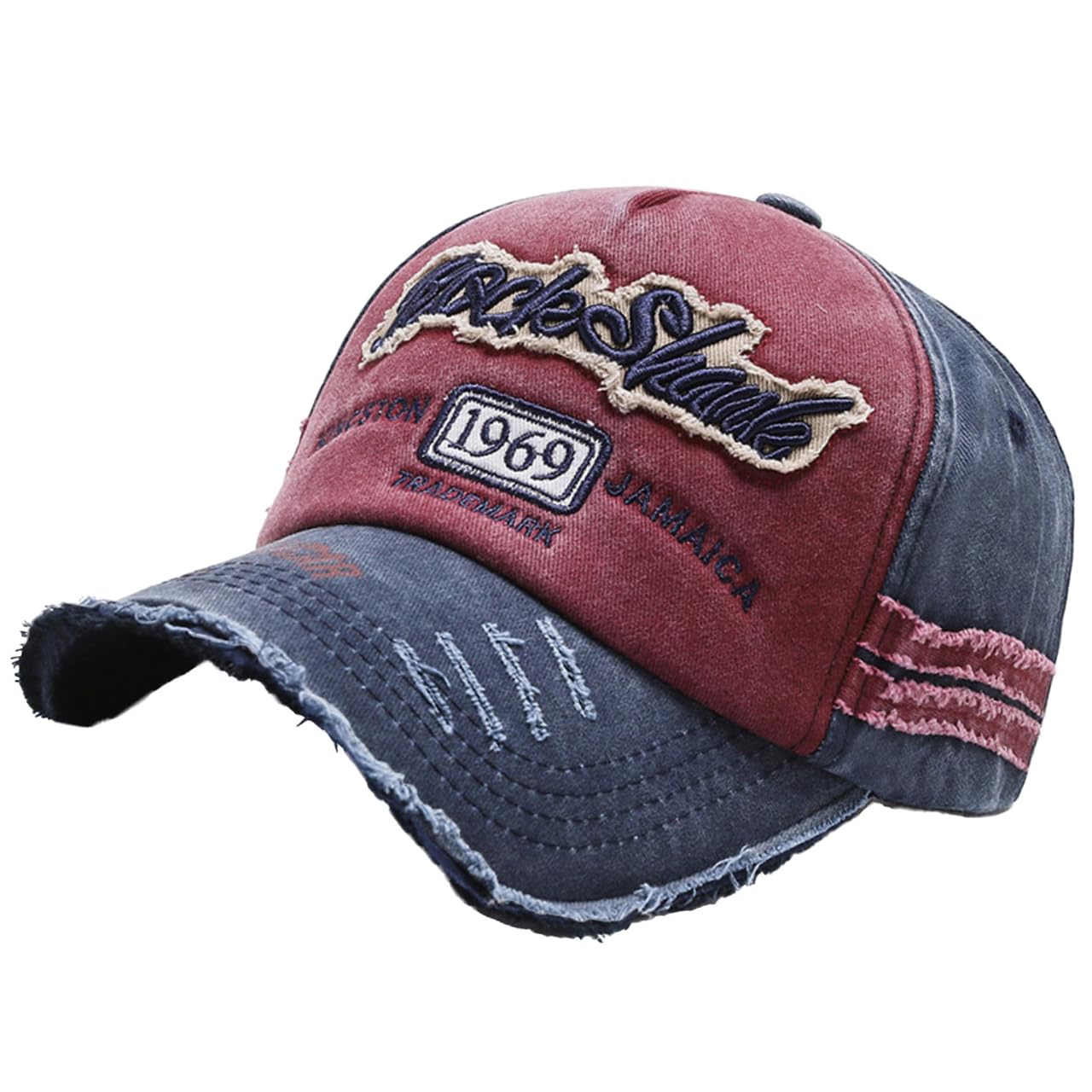 

Хромированный журавль CB207 Деним с потертостями для мужчин и женщин (красный) Отделка шляпы/кепки, Регулируемая, Стильная, Повседневная, Весна/Лето,