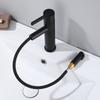 Pull Out Basin Faucet Hot and Cold Bathroom Single Lever Brass Gray Rotation Pull Out Sink Mixer Tap Decked