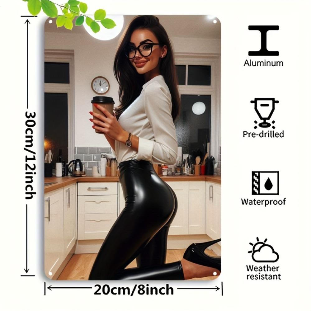 

Vintage Aluminum Metal Sign x Inch Elegant Coffee Woman Wall Decor Modern Art Style Kitchen Decoration for Home Holiday 20x30cm