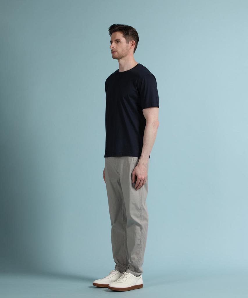 Panicalle Navy Basic Round Short Sleeve T-Shirt