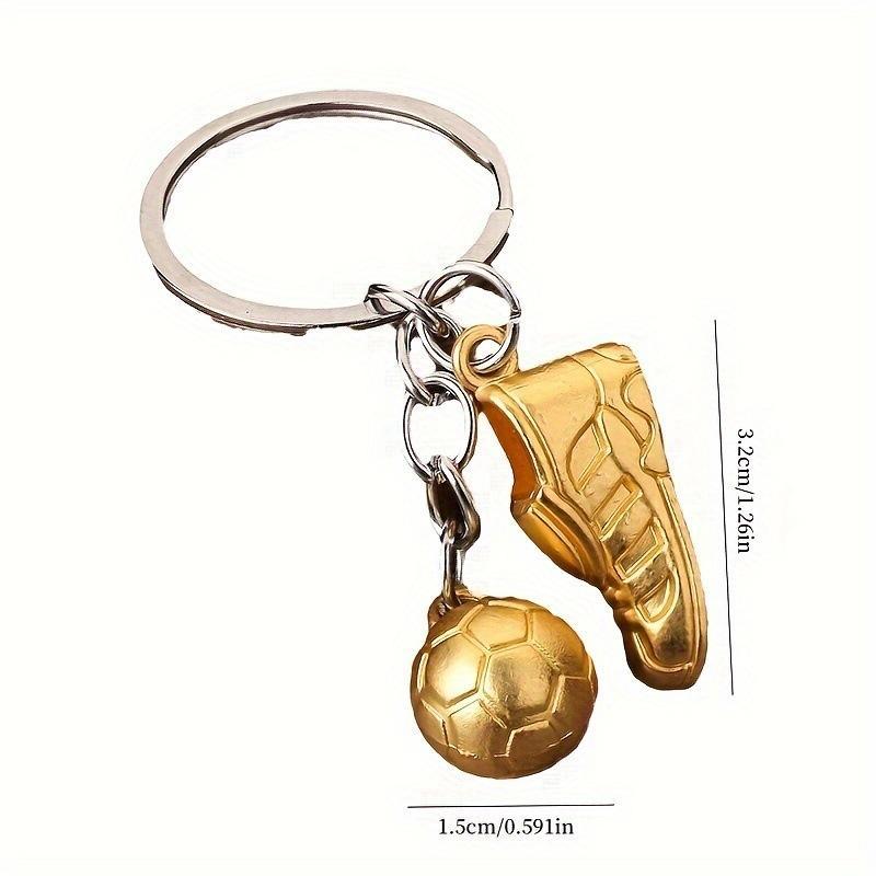 Portachiavi Scarpa da Calcio e Pallone Colore Argento/Oro Lega di Zinco Regalo per Appassionati di Calcio Accessorio Sportivo Per Uomini Donne