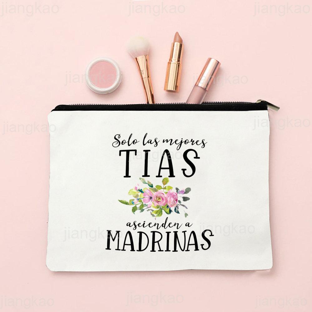 Best Godmother In World Print Make Up Bag Women Travel Neceser Cosmetic Bag Travel Toiletry Organizer Zipper Pouch Madrina Gifts
