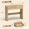 Console Table with 2 Drawers, Console Furniture, 100 X 30 X 85 Cm, Rounded Corners and Thick Top, Natural Wood