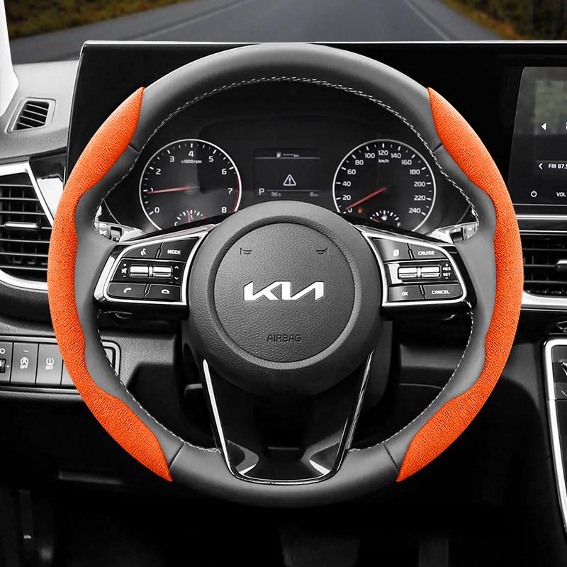 Suitable for Kia Anti-Slip Buckle Segmented Suede Steering Wheel Cover Suitable for Ceed Jd Picanto Sportage 3 Rio 4 Ev3 Cerato 2 Stonic Xceed Morning