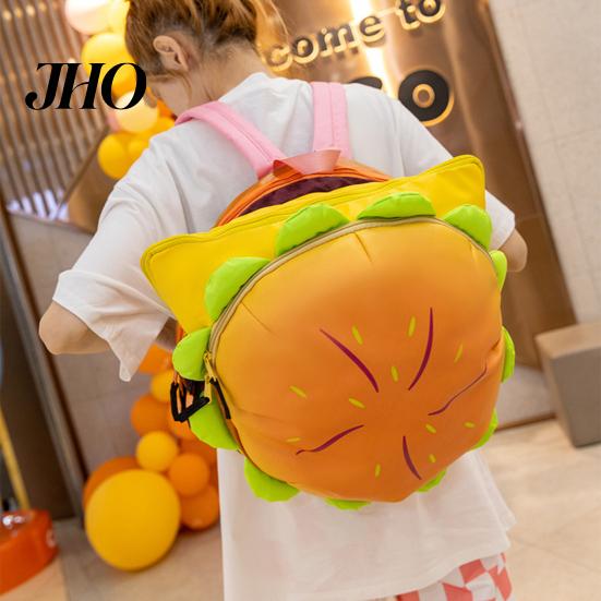 Novelty Food Backpack Hamburger with Adjustable Straps Realistic 3D Design Trendy Large Capacity Spacious Compartments Cheeseburger Storage Pouch