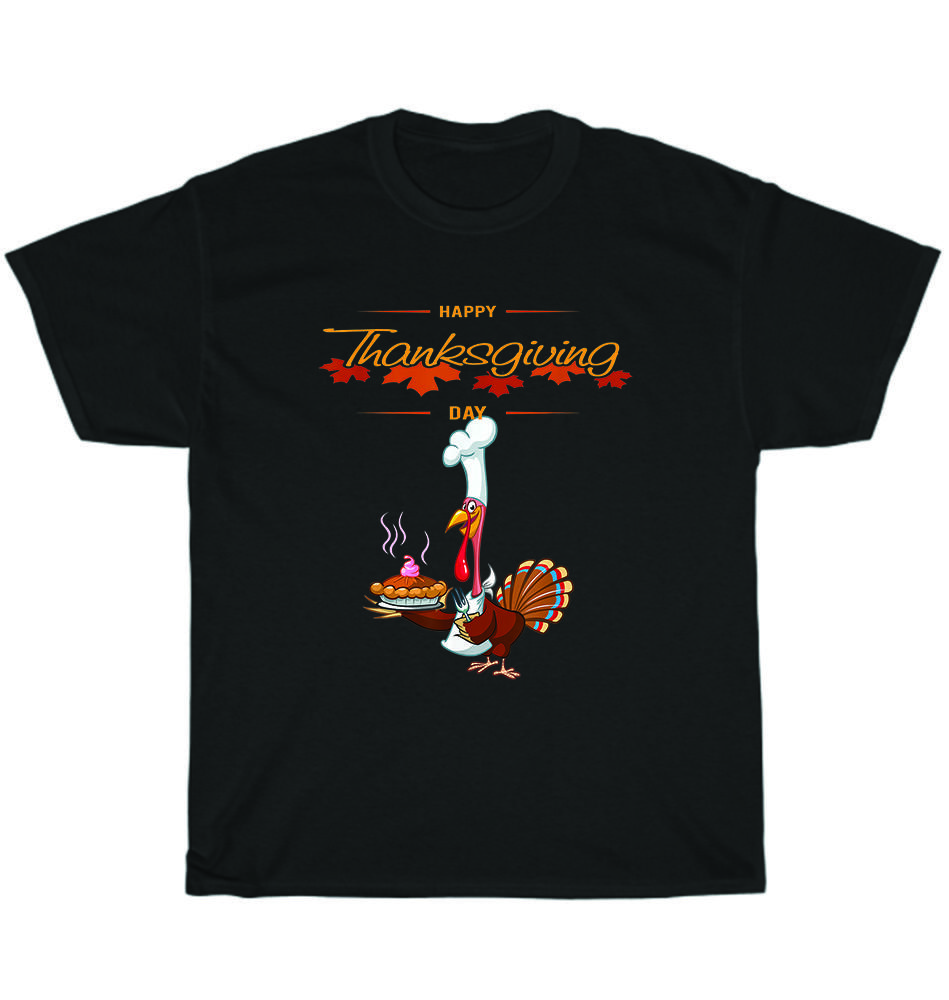 

Happy Thanksgiving Day Funny Turkey Day Autumn Fall Maple Leaves Costume T-Shirt L