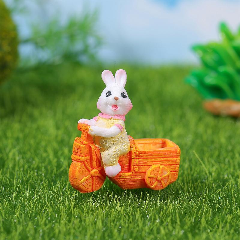 Мультяшная цветочная корзина кролик микроландшафтные фигурки настольные украшения — фото 8