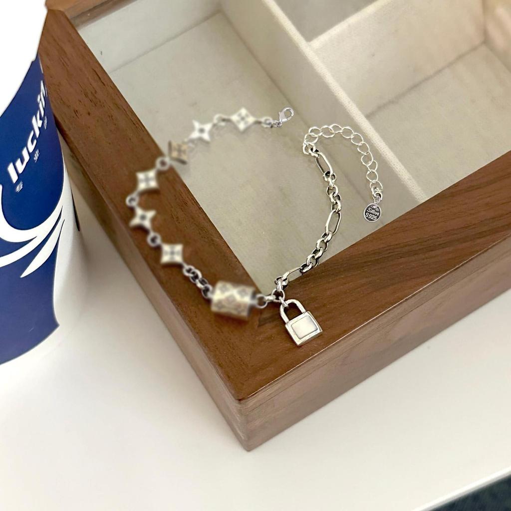Retro Niche Design Lock Head Cross Bracelet Women'S Versatile Personality Thick Chain Bracelet Jewelry