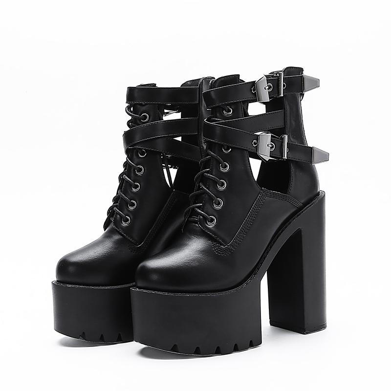 Cheap Buckle Strap Womens Shoes High Heels Hollow Out Ankle