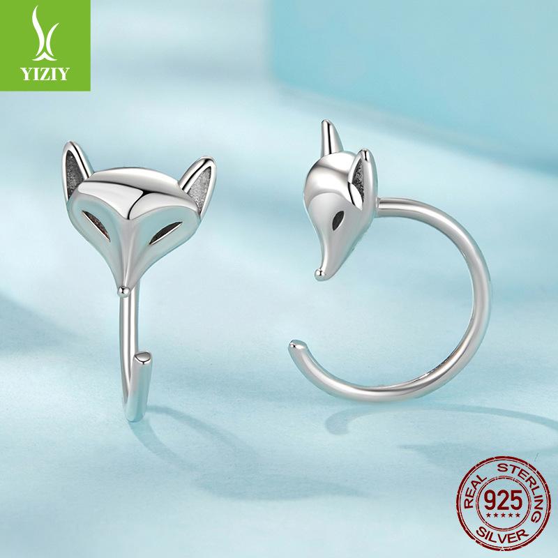S925 Sterling Silver Fox Ear Hook, Charm Cute Animal Sterling Silver Earrings Earrings