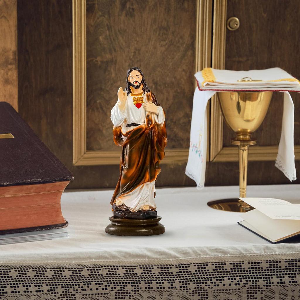 Decorazione Tavolo Gesù da 8,2 Pollici Statua Cristiana in Resina Per Stanza della Preghiera Esposizione Cerimonia Soggiorno Chiesa Interno Camera da Letto Libreria