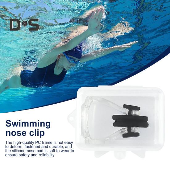 Svømming neseklemme Myk silikon neseklemmer hindrer vanninntrenging Vannsport neseklemme med oppbevaringsboks for dykking Svømming