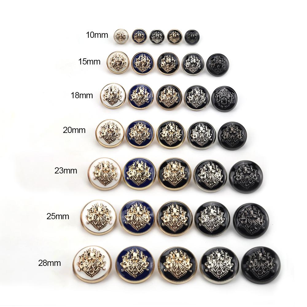 QJH 10Pcs Gold Vintage Antique Crown Metal Button Set for Sewing-Blazer/ Jacket/ Sport Coat/ Sweater/ Cardigan/ Uniform 10-28mm