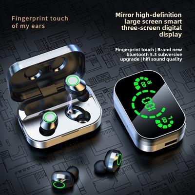 Novo Fone de Ouvido Bluetooth TWS Tela Grande Visor Digital Inteligente Intra-auricular Luz de Respiração Fone de Ouvido Esportivo