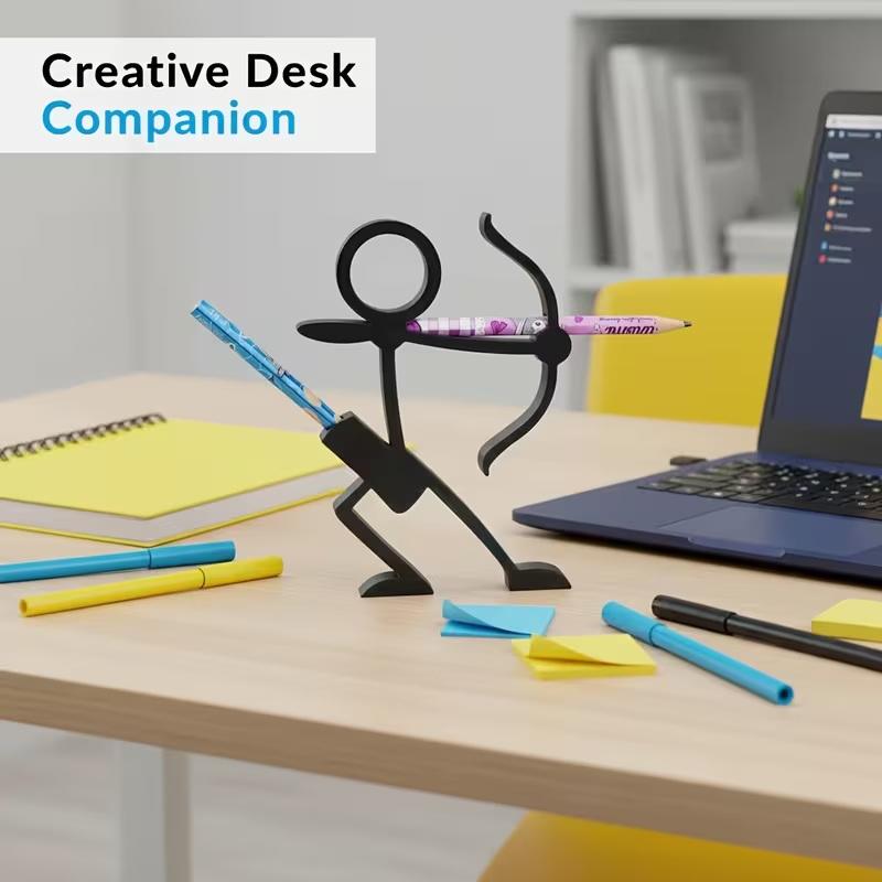 3D Printed Stick Figure Pencil Holders, Pen Racks, Pen Holders, And Desktop Ornaments In Four Different Shapes