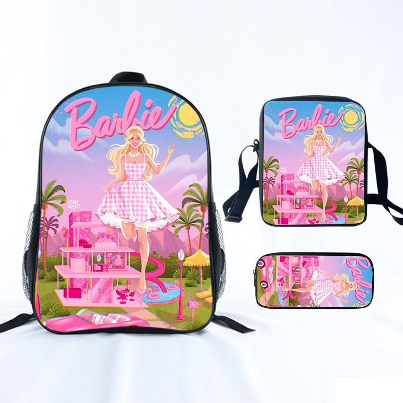 Barbie Princess School Bag Threepiece Set With Oxford Fabric For Girls Student Use