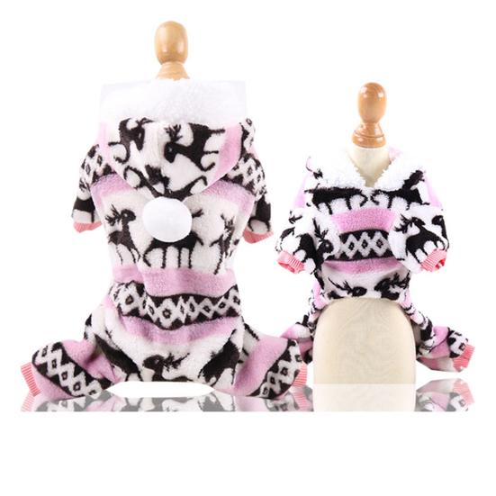 Autumn Winter Elk Pattern Four-legged Hooded Christmas Pet Clothes Dog Supplies