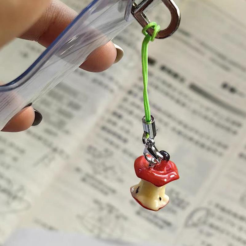 1Pc Cute Love Apple Keychain Apple Core Mobile Phone Rope Pendant Car Keyring U Disk Backpack Charms Bag Decor Send Bestie Gift