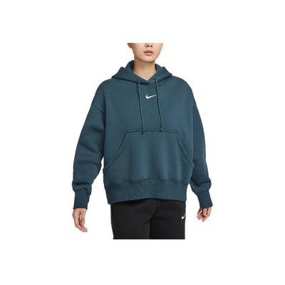 Sportbekleidung Phoenix Fleece Bequemes Lockeres Kapuzen-Langarm-Sweatshirt Damen Oberteile Tiefseeblau Sail DQ5859-478