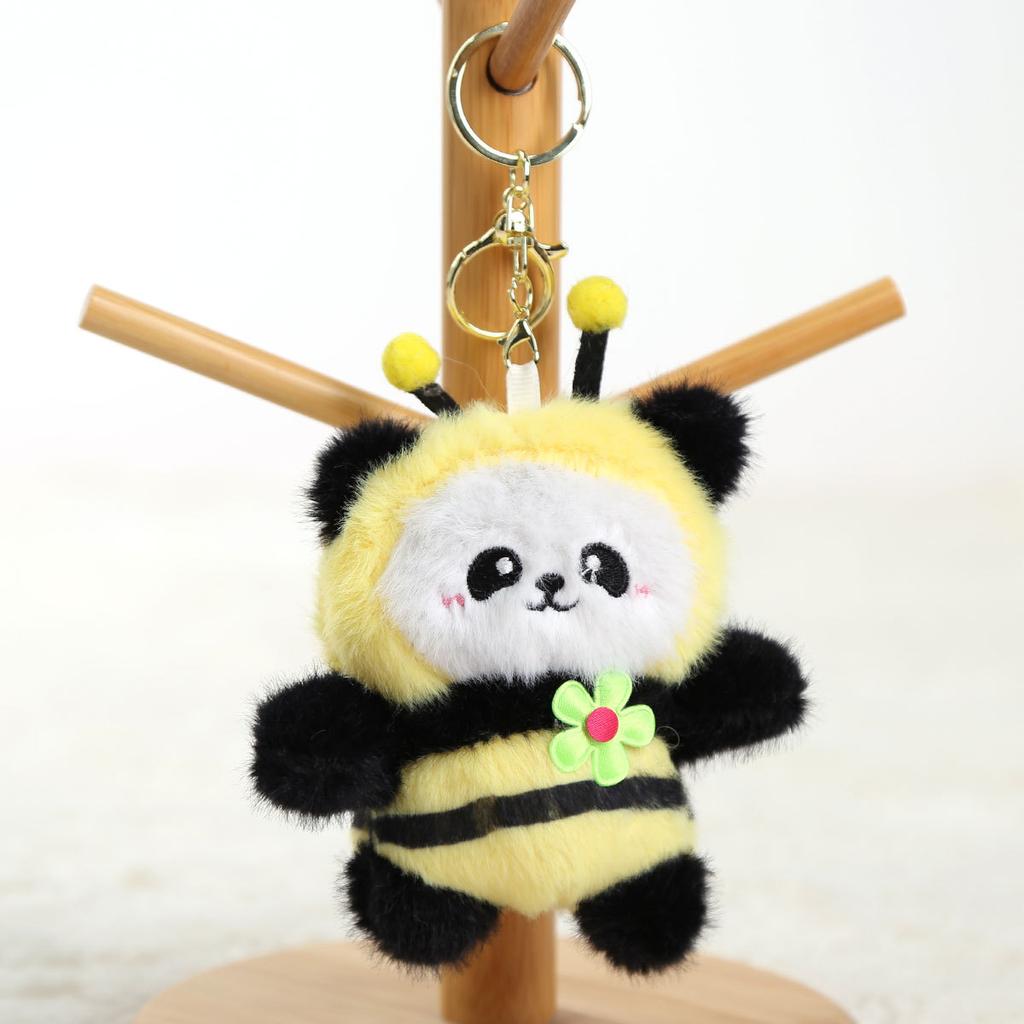 Panda Back Bee Doll Pendant Plush Toy Panda Doll Keychain Gift Girls Bag Pendant Doll