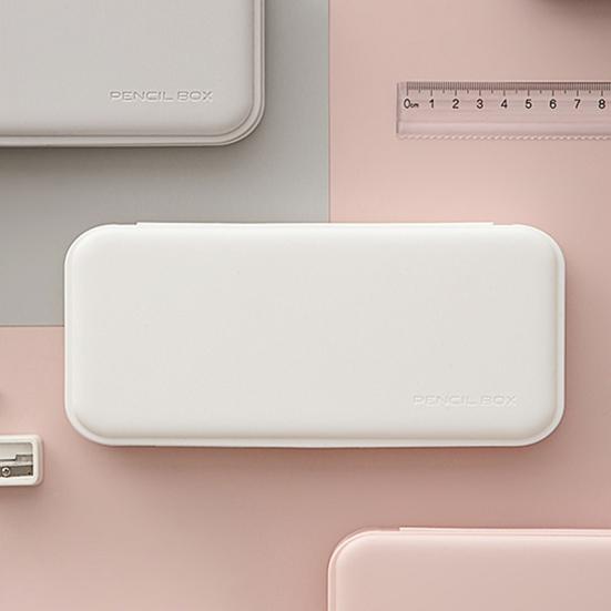 Boîte à fournitures de bureau portable, fine et de grande capacité, couleur macaron, avec compartiments de rangement et coque antichoc. Organisateur de stylos de bureau.