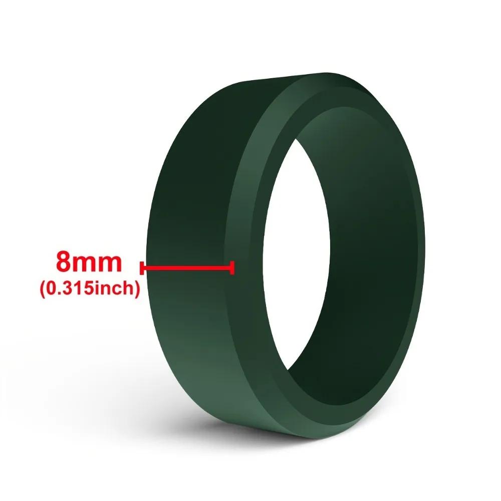 Men's Silicone Wedding Bands, 8mm Wide Rubber Rings for Workout Sports Safety, Comfort Fit Ring Set for Men