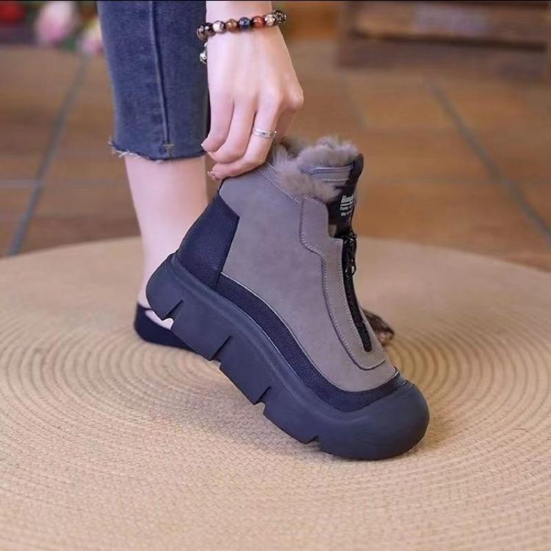 Snow Boots Women's New Winter Velvet Thickened Versatile Thick Sole Heightened Non-slip Warm Women's Cotton Shoes Short Boots