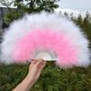 Large Turkey Feather Hand Fan Colorful Show Dance Fan Fashion Handheld Feather Fan  Home Decoration