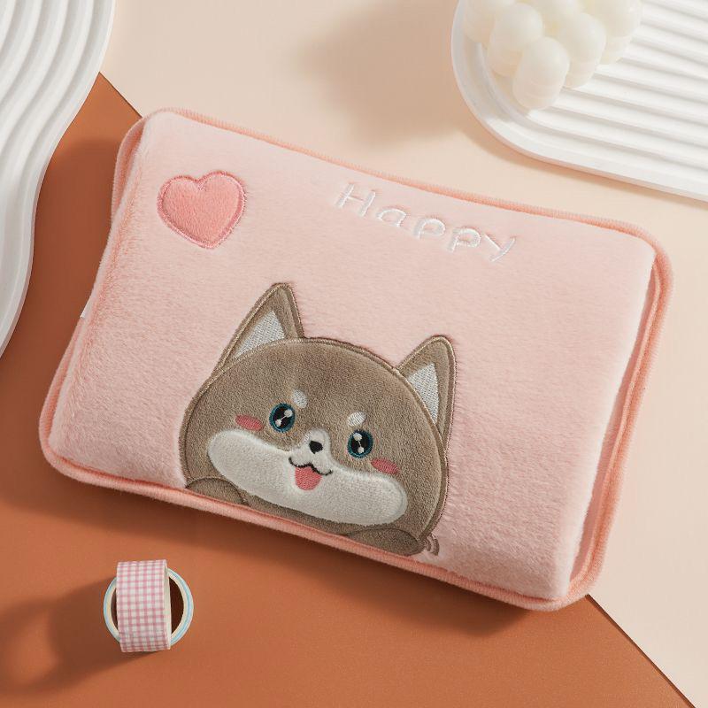 Plush Hot Water Bottle with Thick Cloth Cover for Women's Abdomen