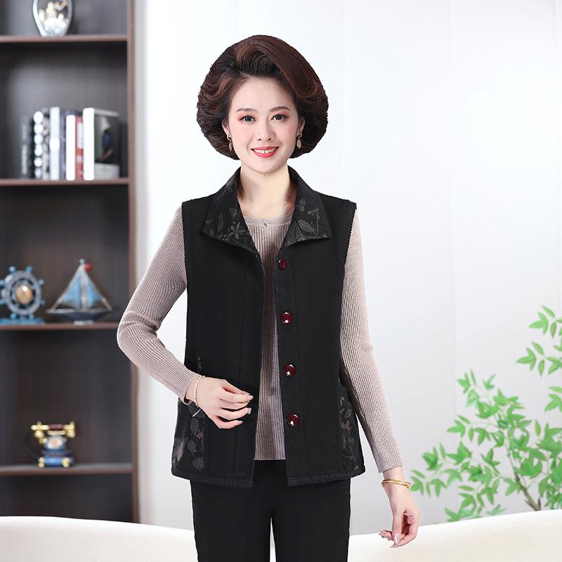 Spring & Autumn Loose Sleeveless Vest for Middle-Aged and Elderly Women