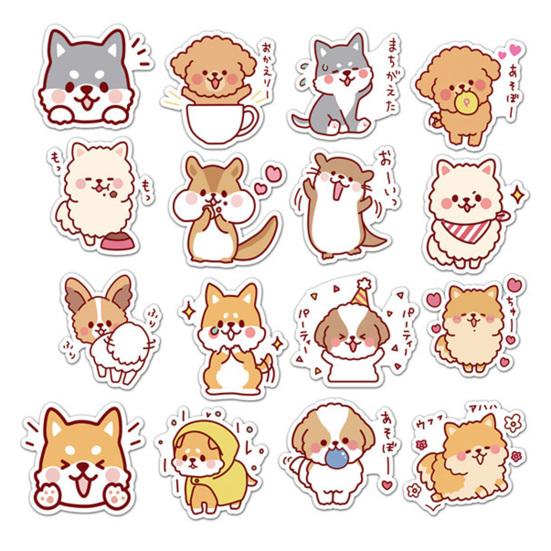 50Pcs DIY Sticker Self-Adhesive Waterproof Clear Printing PVC Cartoon Doggy Pattern Scrapbook Notepad Graffiti Sticker Kids Gift