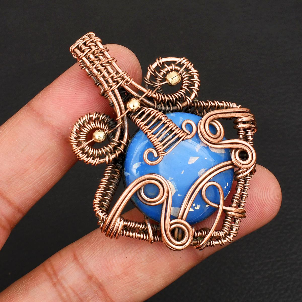 Handmade Copper Wire Wrapped Fire Opal Gemstone Pendant with  Artisan Tree of Life Style Jewelry for Women Vintage Boho Pendant