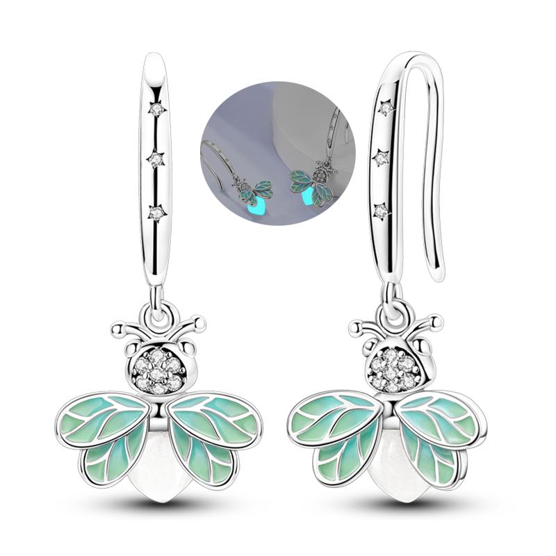 New 925 Silver Earrings Butterfly Sunflower Luminous Firefly Iris Hoop Earring For Women Making Jewelry Gift