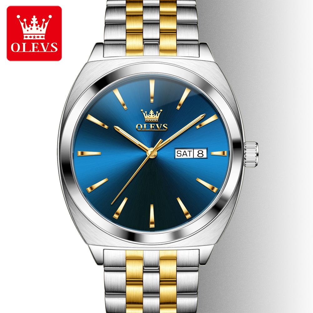 OLEVS 6730 High Quality Gents Mechanical Watch New Design Stainless Steel Band Luminous Calendar Hollow Out Business Wrist Watch