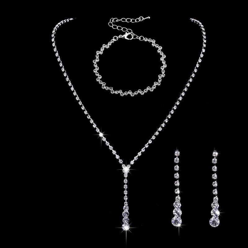 Three-piece Minimalist and Fashionable Jewelry Set. Bride's Necklace. Elegant Accessory.