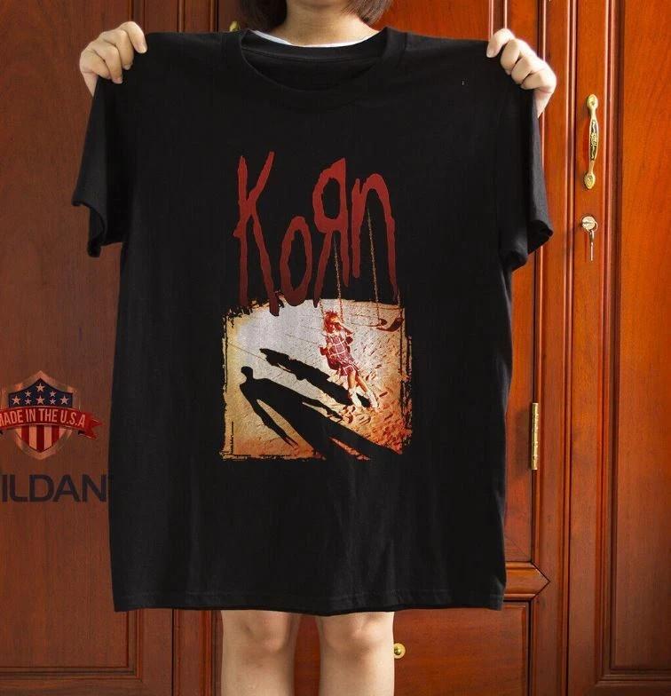 Черная Унисекс Футболка Korn Размер S-5XL Унисекс Футболка XL