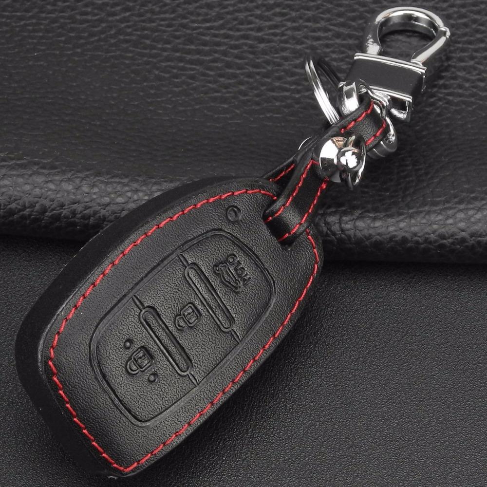 jingyuqin 3 Buttons Remote Leather Car Key Case Cover For Hyundai Porter Grandeur HB20 Solaris IX25 ix35
