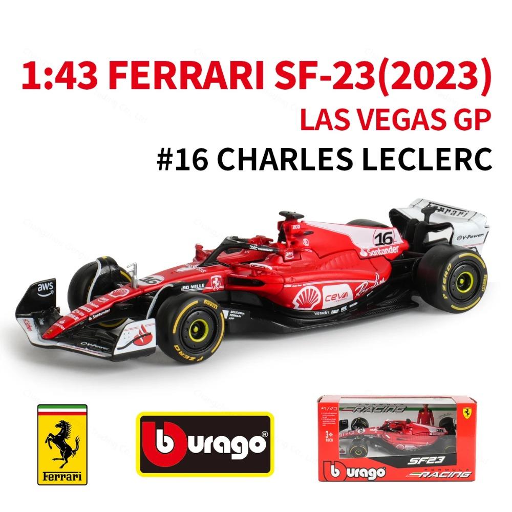 Ббураго 1:43 2023 Ferrari SF23 Лас-Вегас #16 #55 F1 Гоночный Автомобиль Формулы Статическая Симуляция Литой Сплав Модель Автомобиля