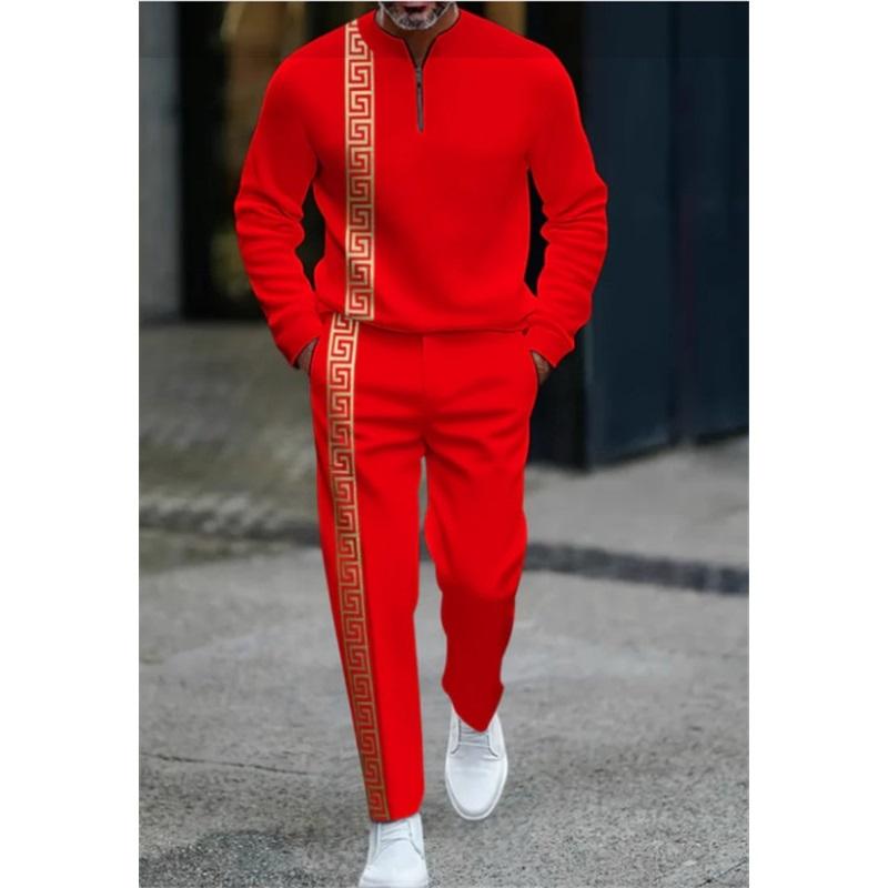 Men's 2Pcs Tracksuit Half Zip Sweatshirt  Jogger Pants Set