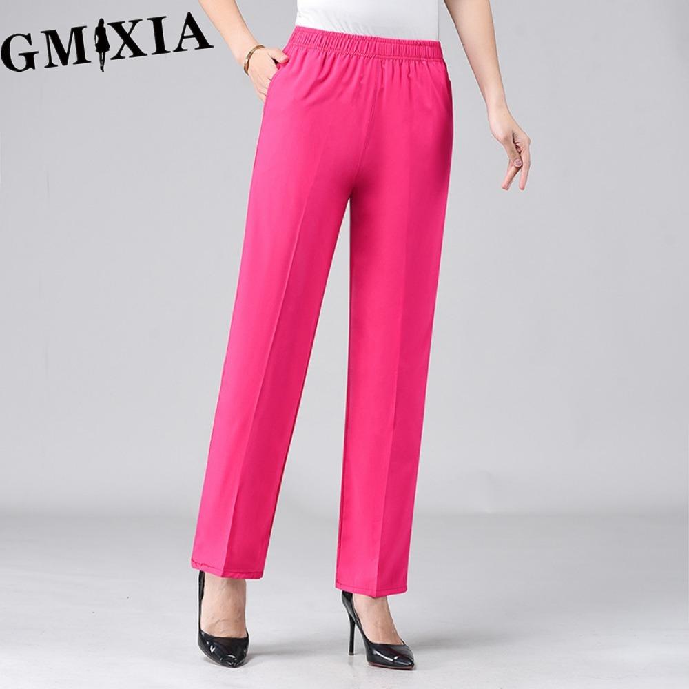 GMXIA Women's Fashion Casual Solid Color Print Pants & Capris Trousers