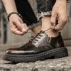 Outdoor Lace Up Wear Resistant Soft Bottom Oxford Shoes Work Shoes Leather Fashion Thick Soled Round Toe Casual Walking Shoes