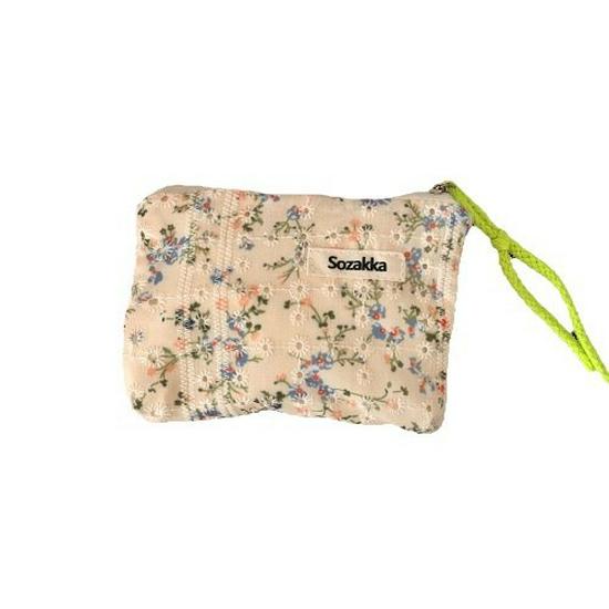 Kleine Kosmetiktasche mit Blumenmuster: Tragbare Make-up-Aufbewahrungstasche mit Reißverschluss für Lippenstift