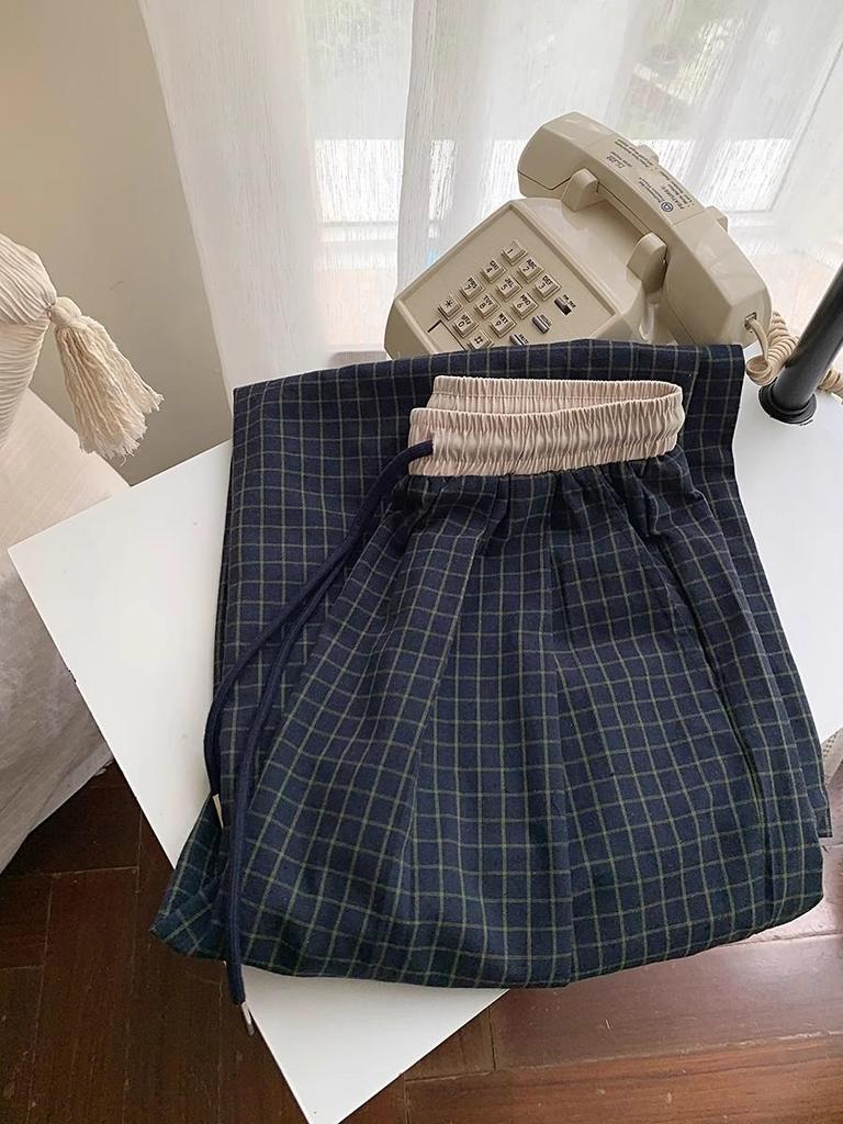 2025 Women's Retro Plaid High-Waist Wide-Leg Pants: Spring/Summer Casual, Versatile, Loose Fit, Floor-Length Trousers