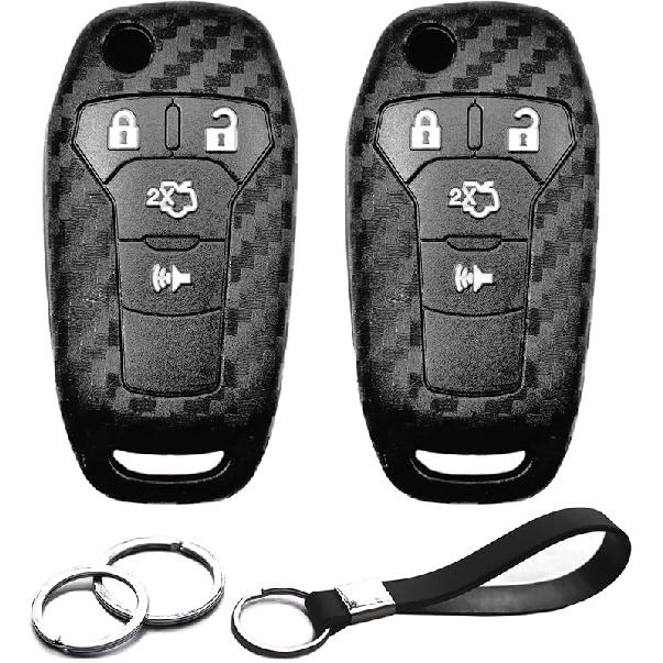 2pcs Compatible with Ford Key Fob Cover Case Key Chain for Ford Explorer F150 Fusion Bronco Transit F250 F350 F450 F550 F650 F750 Ranger Maverick