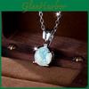 Color Round Small Vintage Silver White Imitation Fire Opal Pendant Necklace For Women Girl Wedding Jewelry Gift