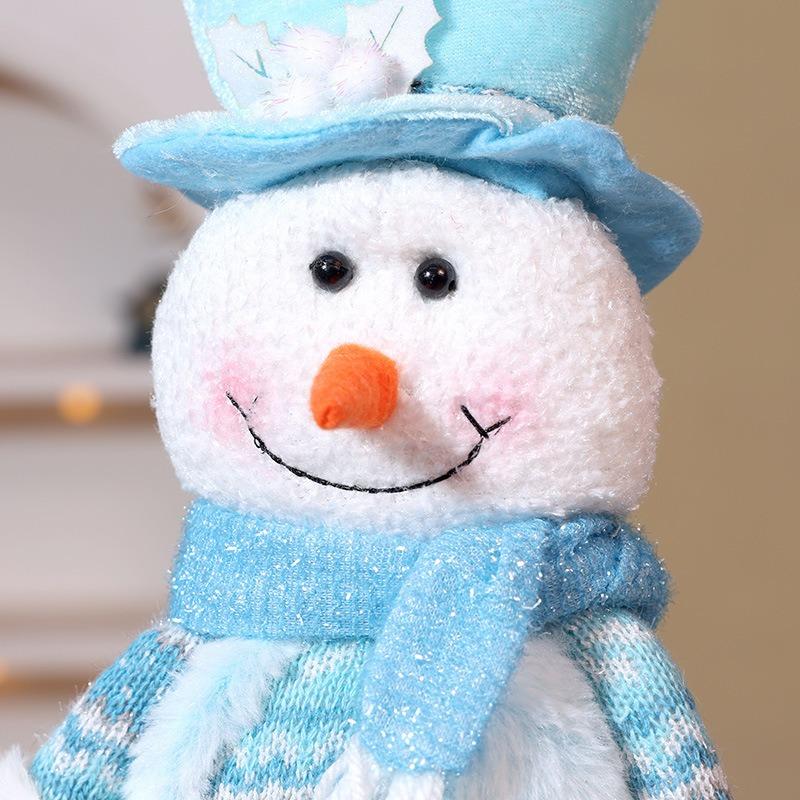 Christmas Retractable Doll Ornaments Christmas Blue Standing Position Retractable Doll Ornament Old Man Snowman Long Legs Doll