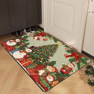 Weihnachtsthema Türvorleger mit Weihnachtsmann-Aufdruck Teppich für den Außenbereich für Schlafzimmer Badezimmer Eingang Rutschfeste Fußmatte Festival Dekoration
