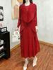 Plus Size Women's High-Quality Textured Two-Piece Look Loose Slimming Solid Color Miyake Long Sleeve Dress