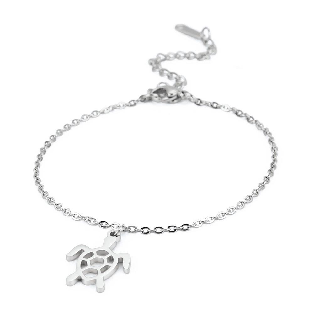 Fashionable Women s Sea Turtle Titanium Steel and Stainless Steel Anklet